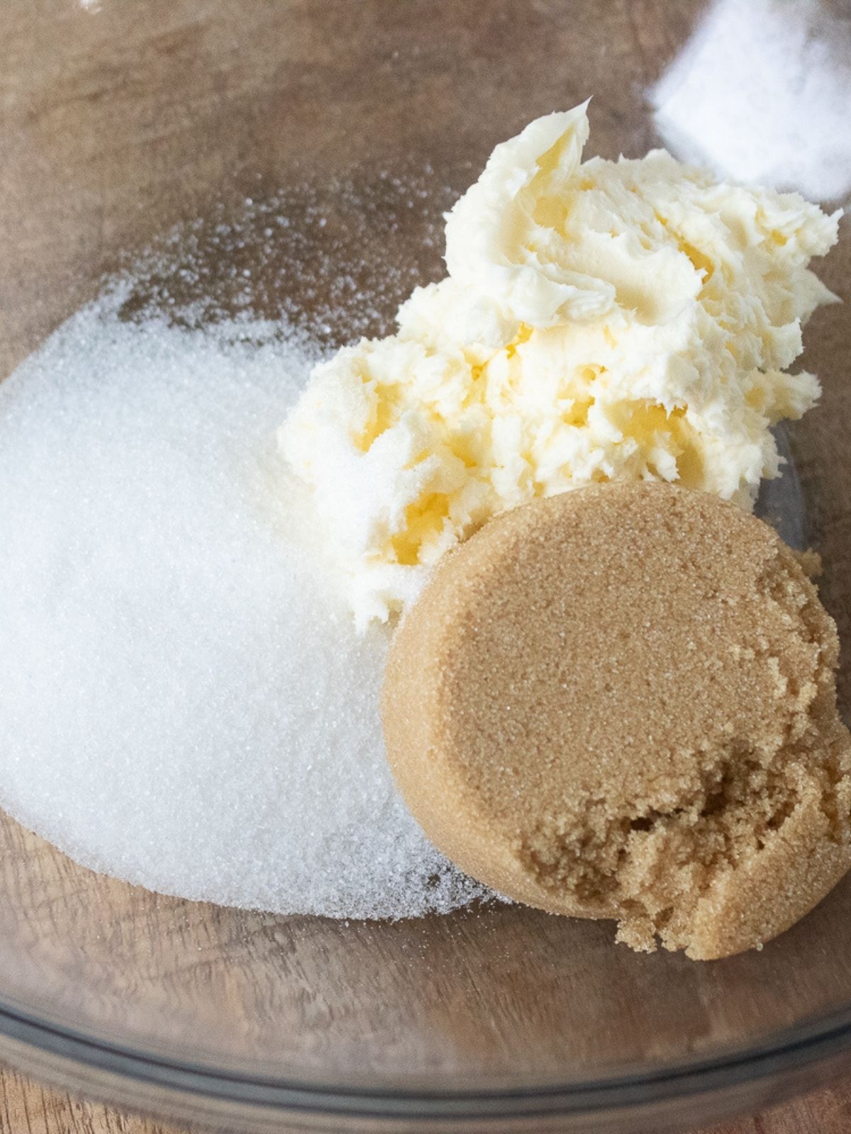 brown sugar, white sugar with butter.