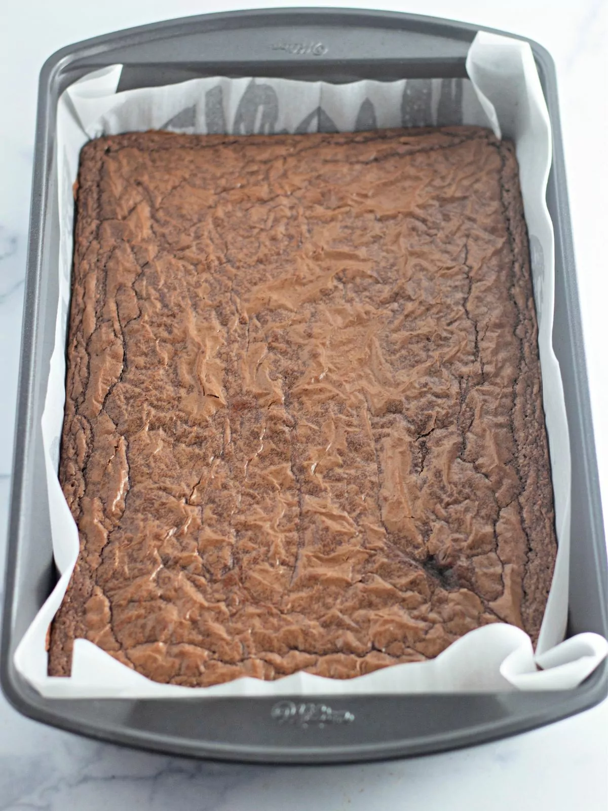 baked brownies in pan.