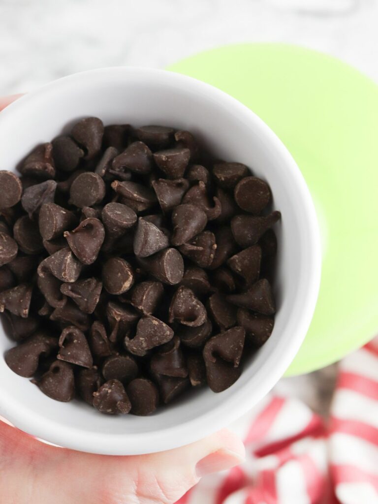 Add chocolate chips to jar.