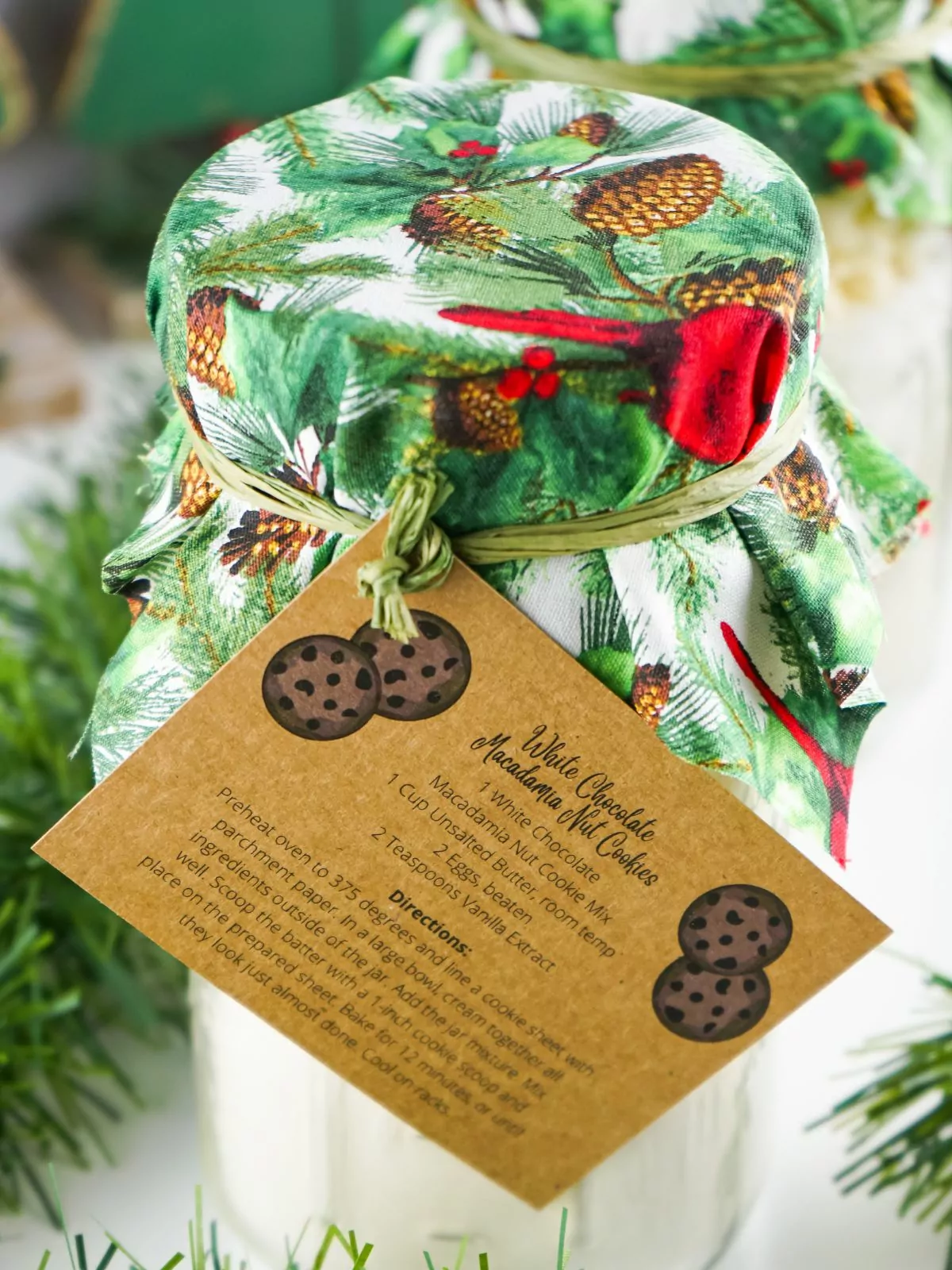Add decorative fabric with printable gift tag.