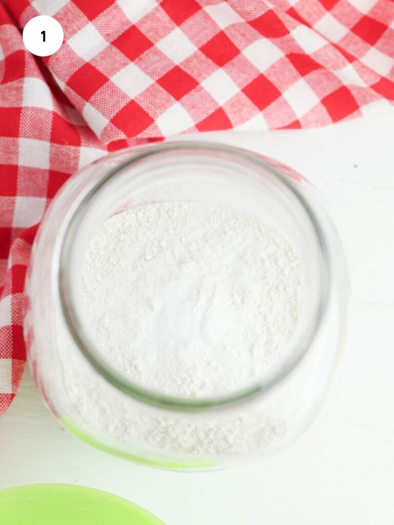 flour added to mason jar.