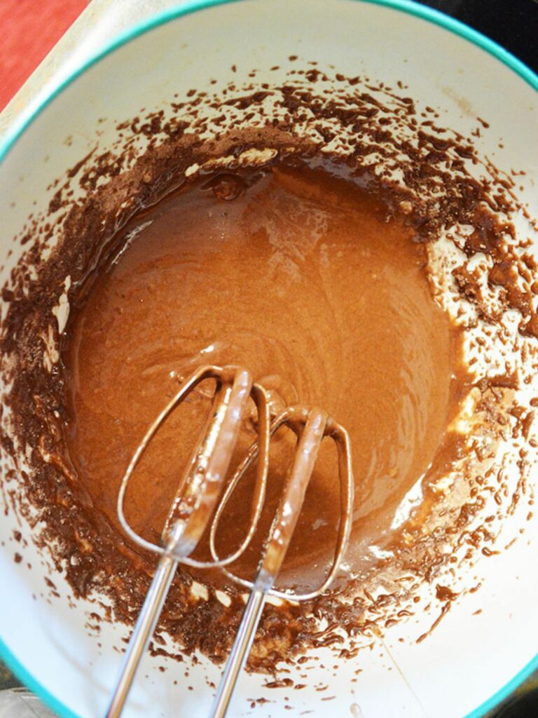 brownie batter in bowl.