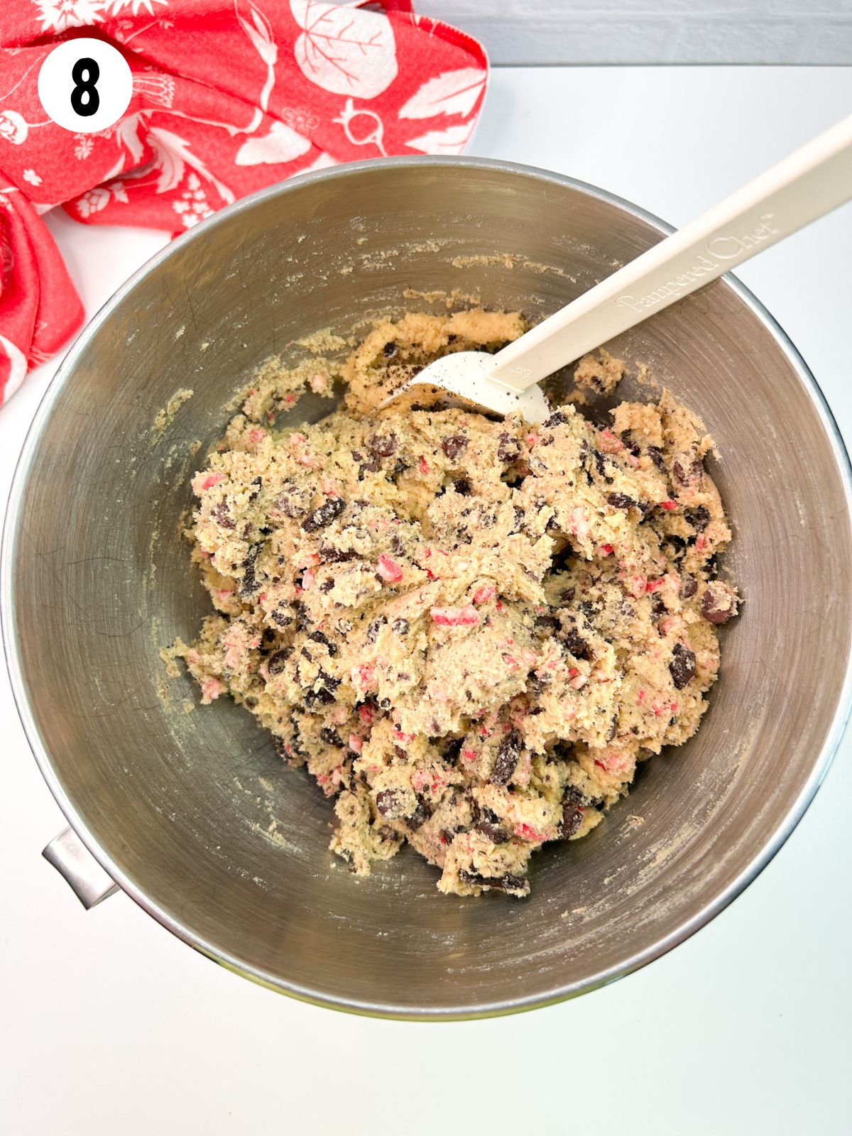 cookie dough batter combined in bowl.
