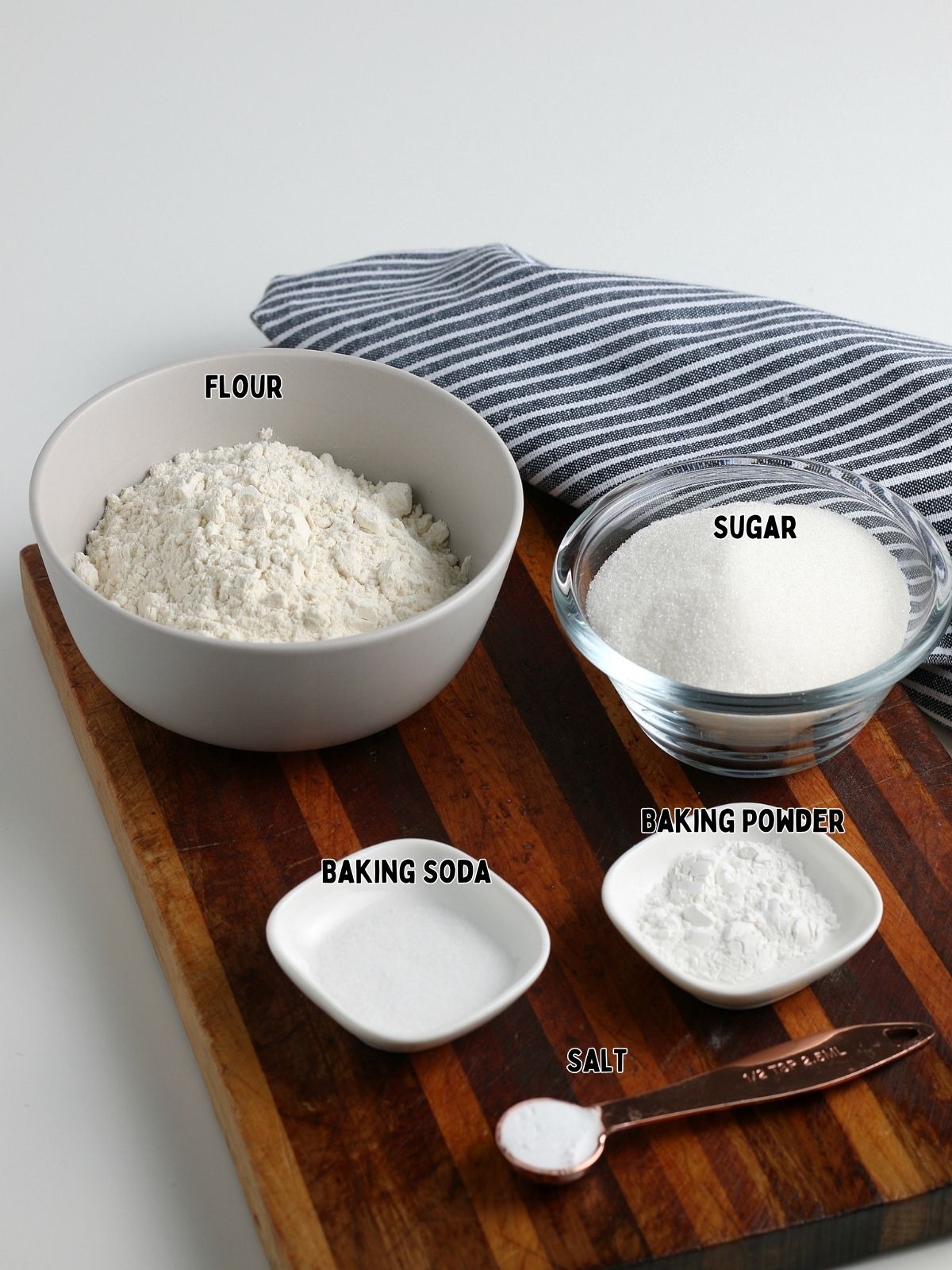Ingredients for mason jar cake mix gift.