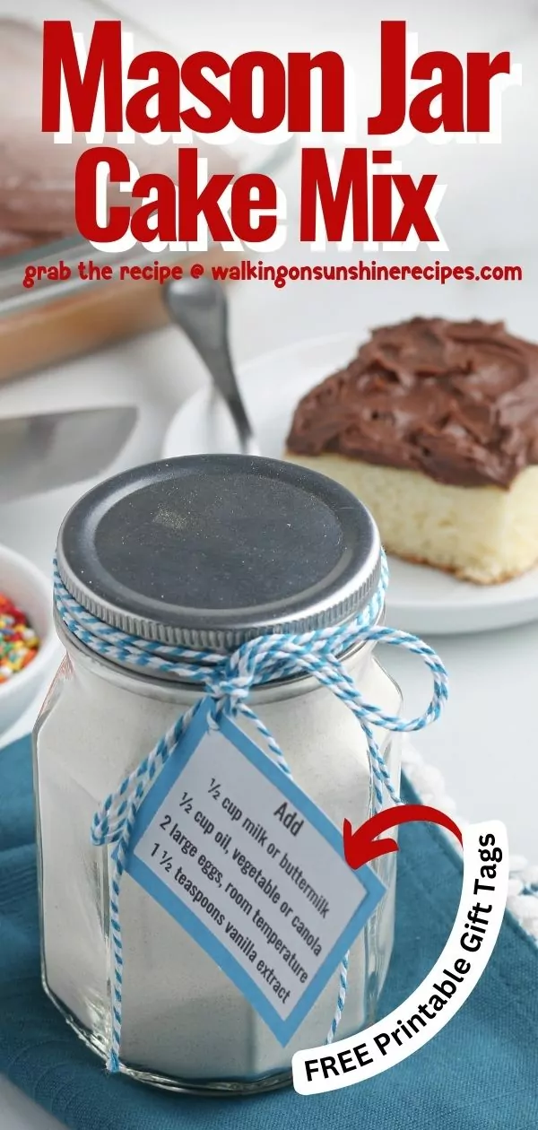 Mason jar cake mix with free gift tags.