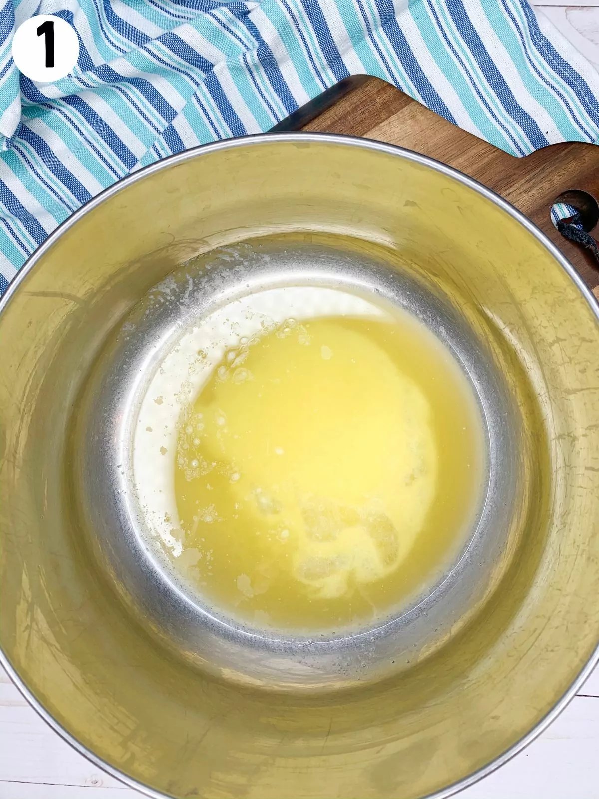 melted butter in bowl.