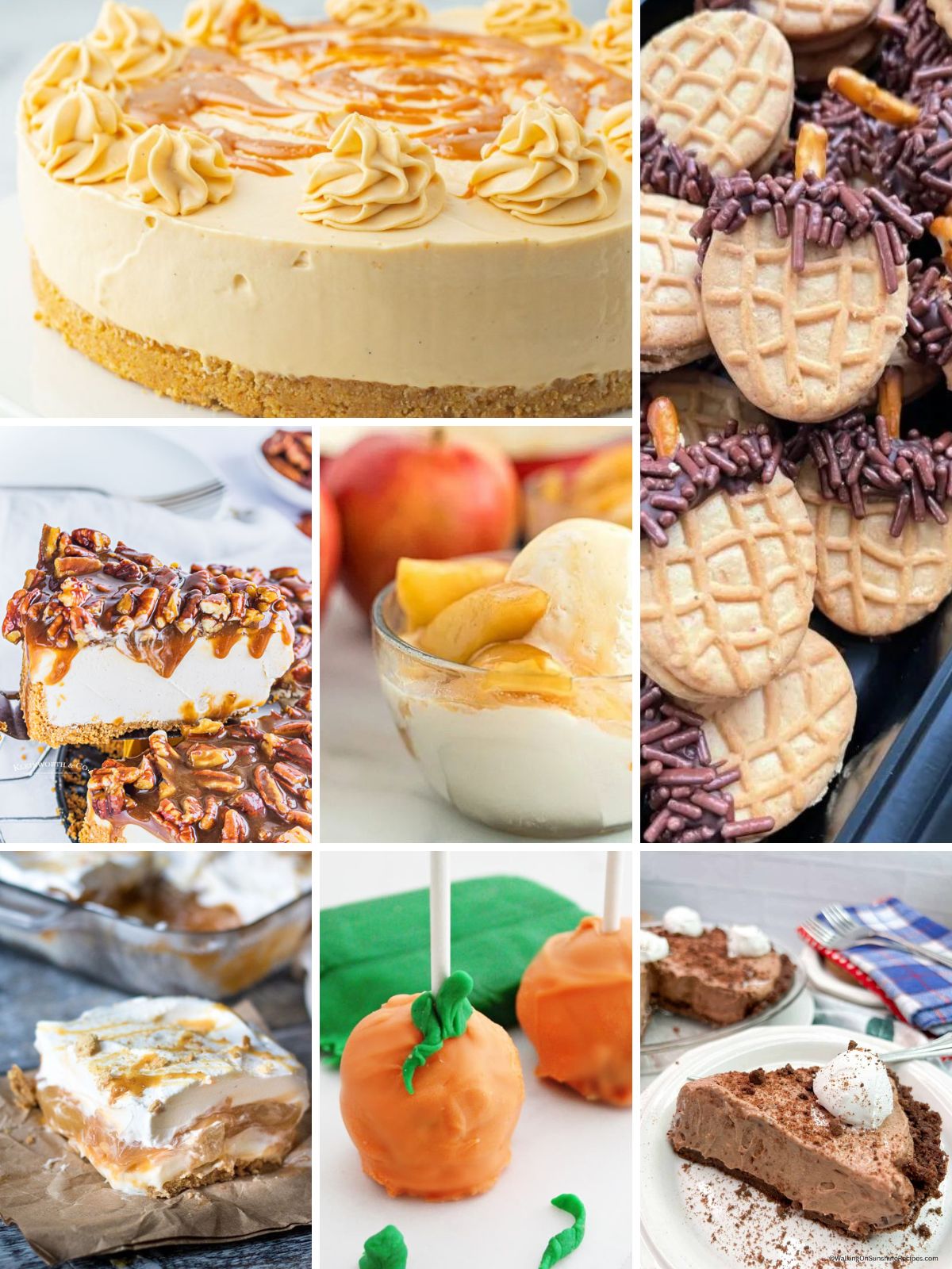 Different dessert recipes that are no bake for Thanksgiving.