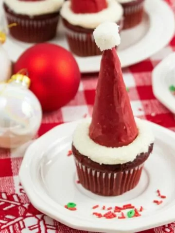 FEATURED PHOTO Santa Hat Cupcake with Ice Cream Cone.