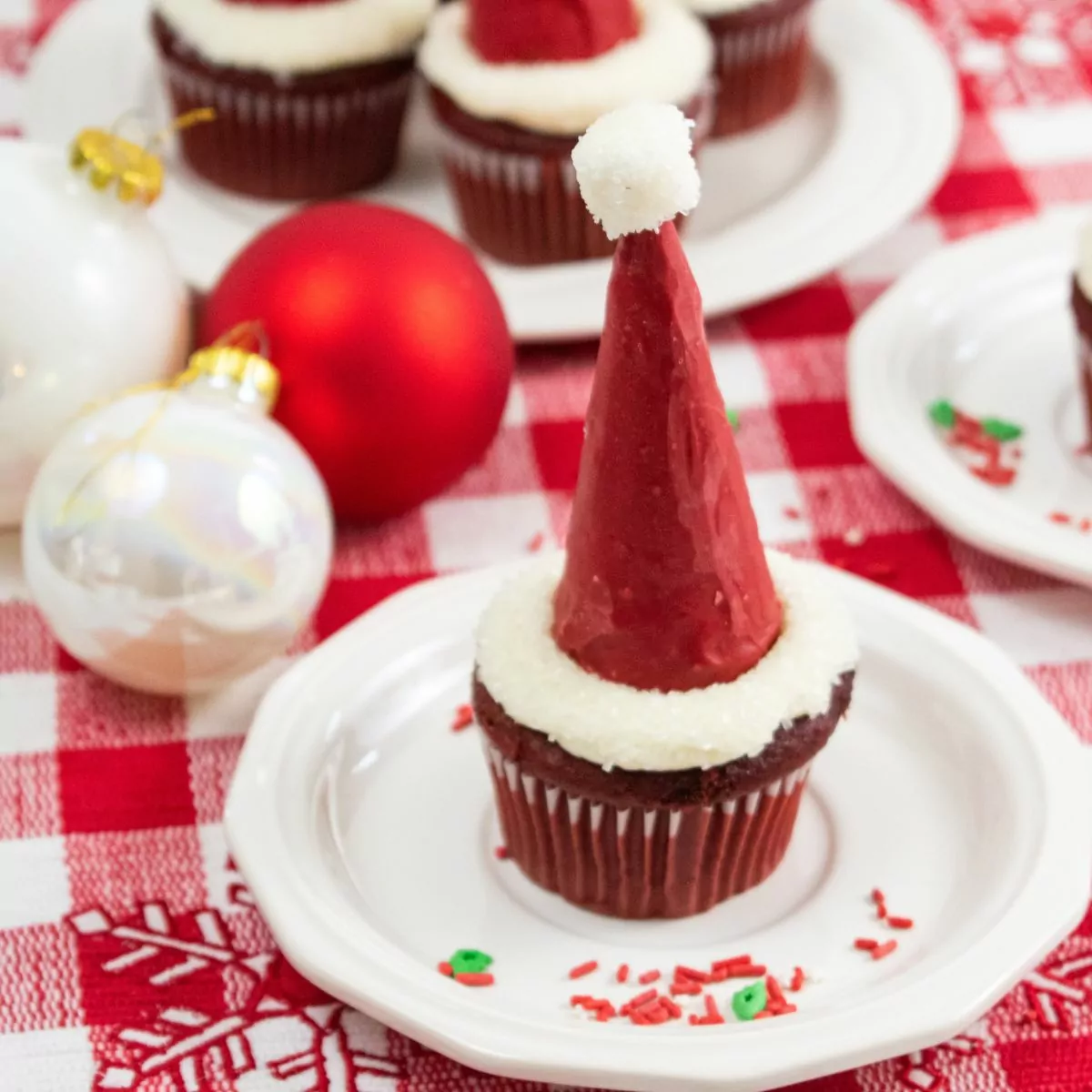 FEATURED PHOTO Santa Hat Cupcake with Ice Cream Cone.