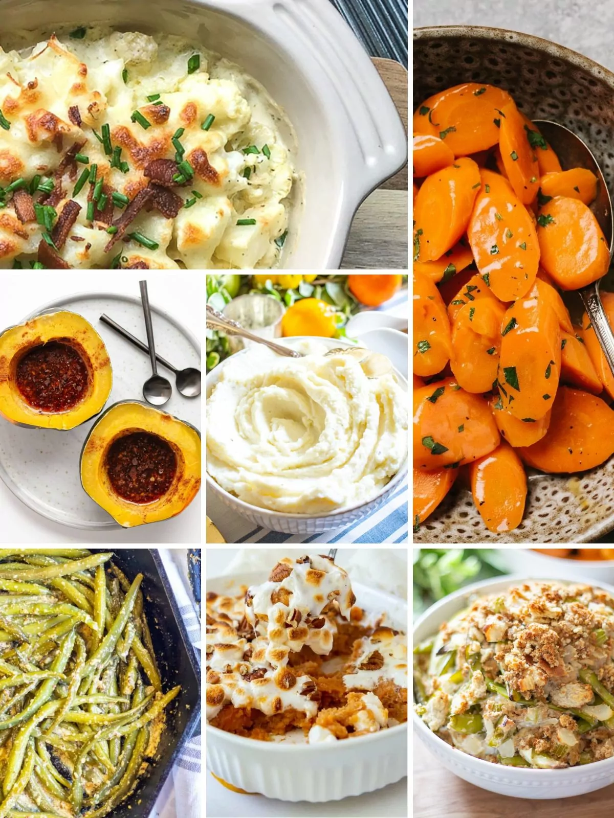 collection of side dish recipes to serve for Thanksgiving.