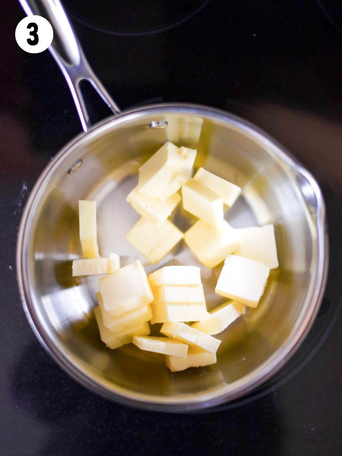 butter in sauce pan.