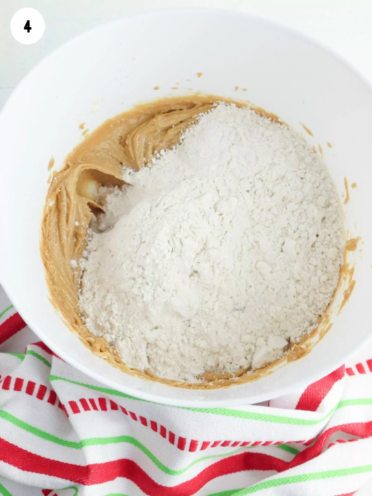 dry ingredients combined with sugar, butter ingredients.
