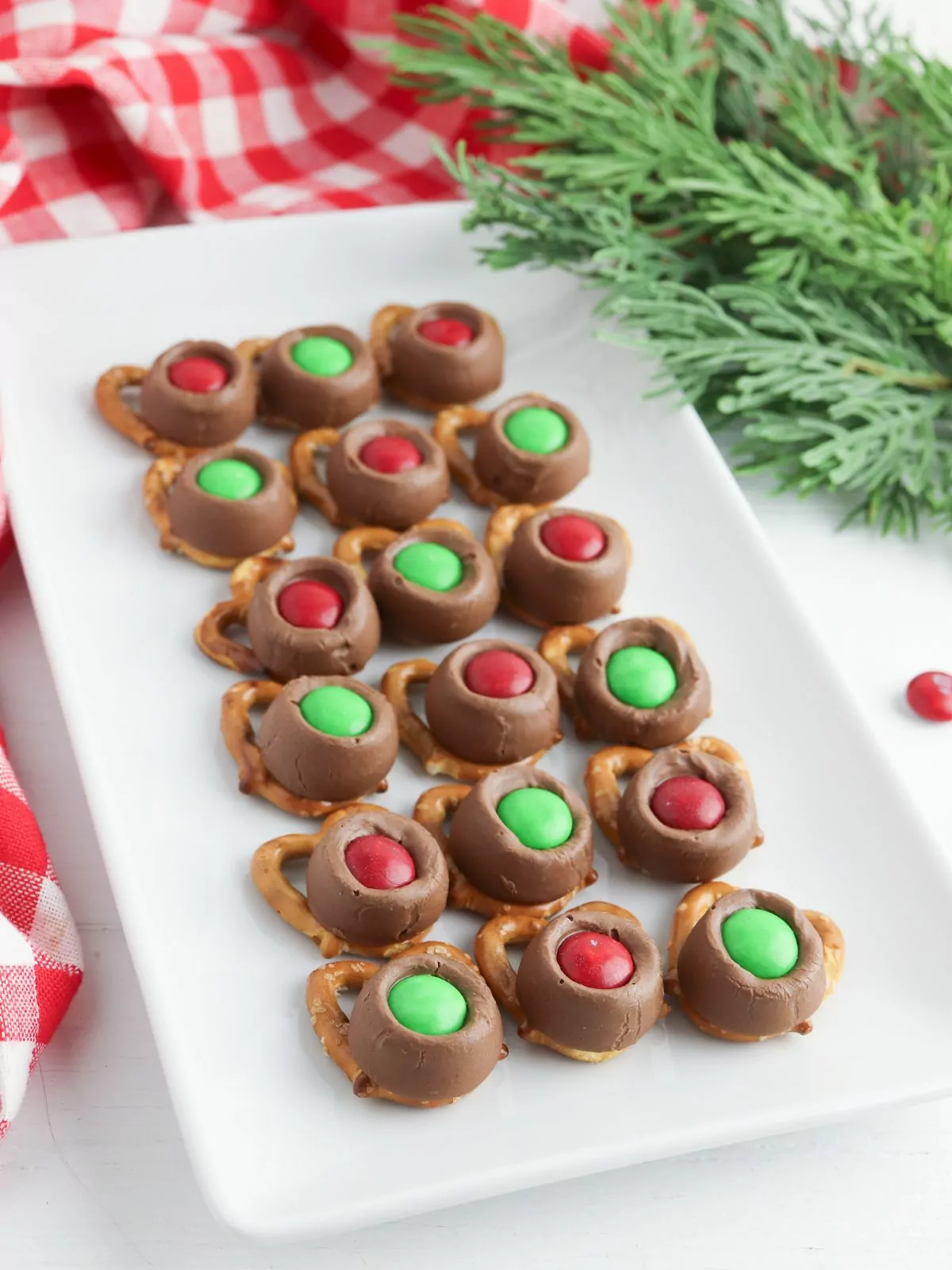 Reindeer treats made with Rolo candy.
