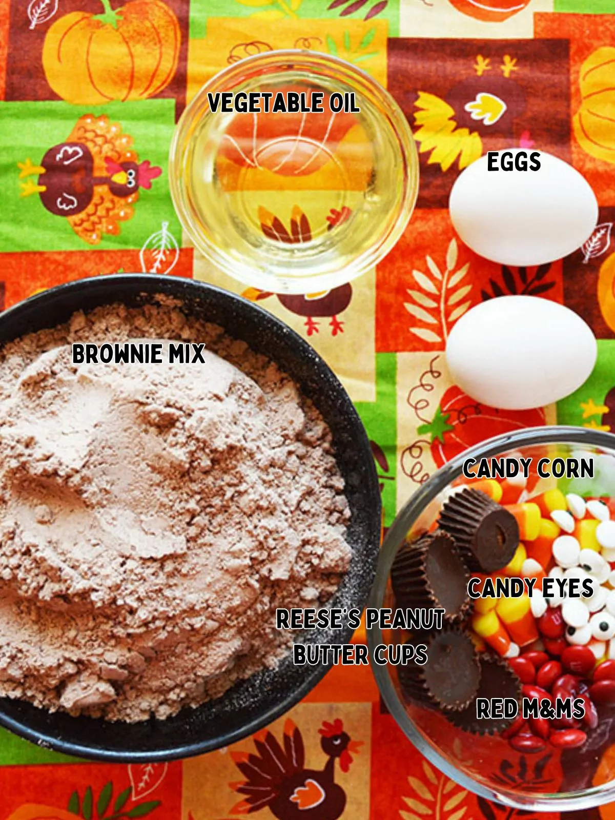 Ingredients for turkey brownies.