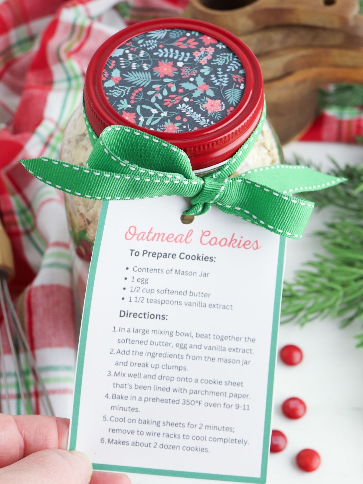printable recipe card for Oatmeal cookies.