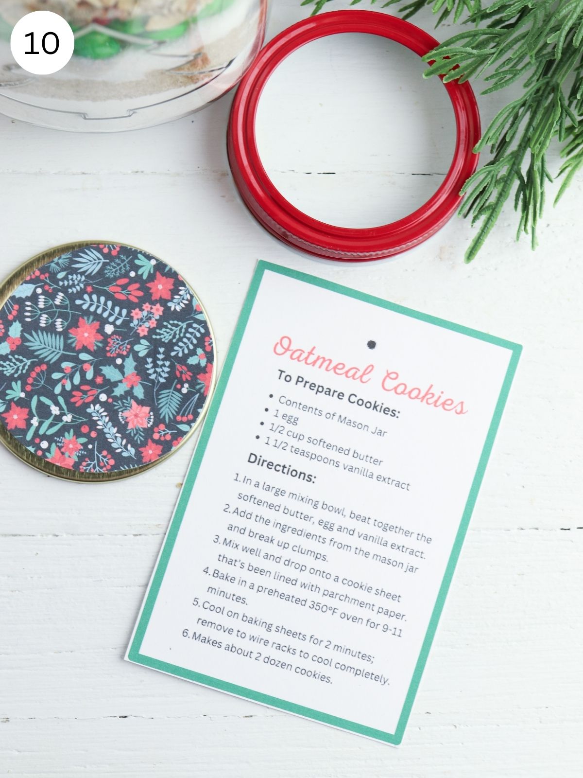 printable recipe card with mason jar lid.