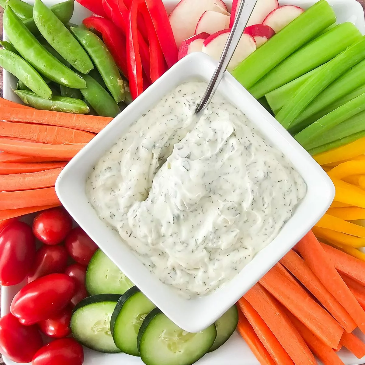 Homemade Dill Dip with veggies.