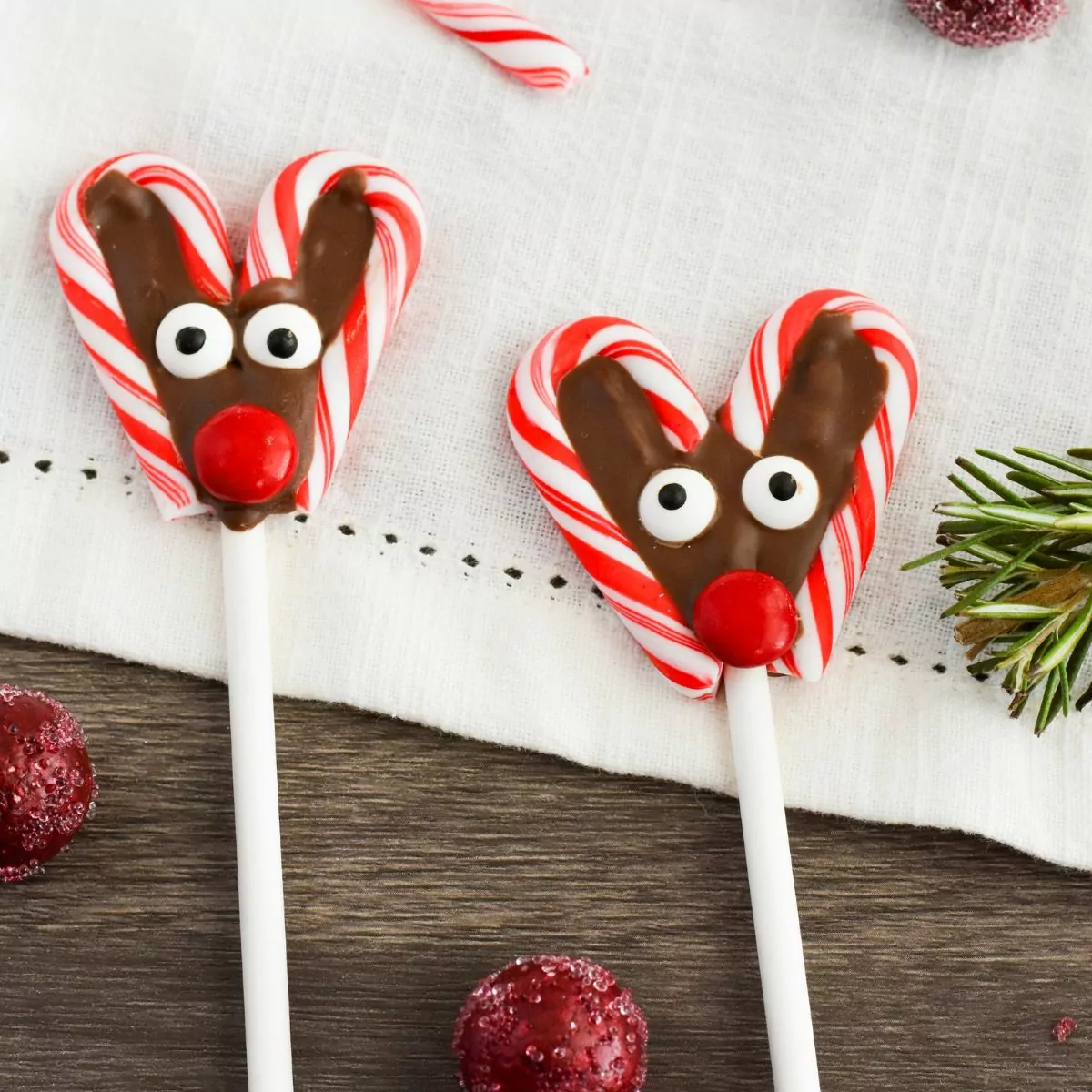 Featured photo reindeer candy cane pops.