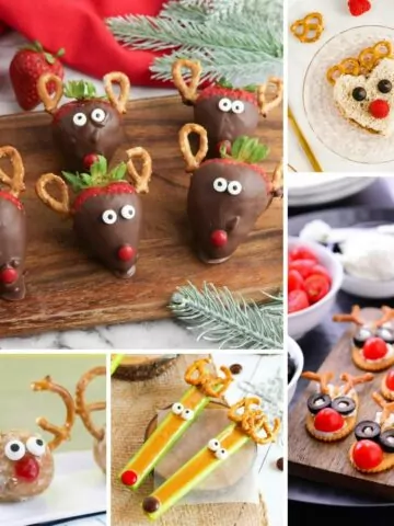 Collage of reindeer snack ideas