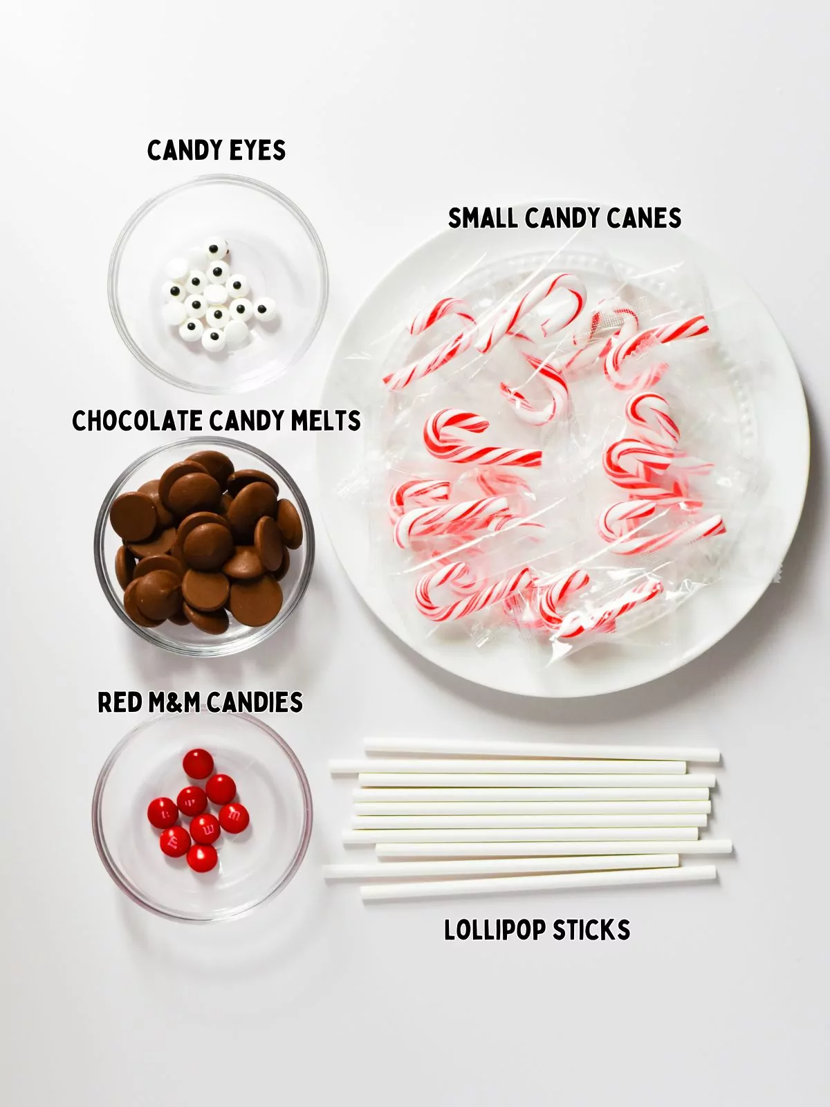 Ingredients for Reindeer Candy Canes.