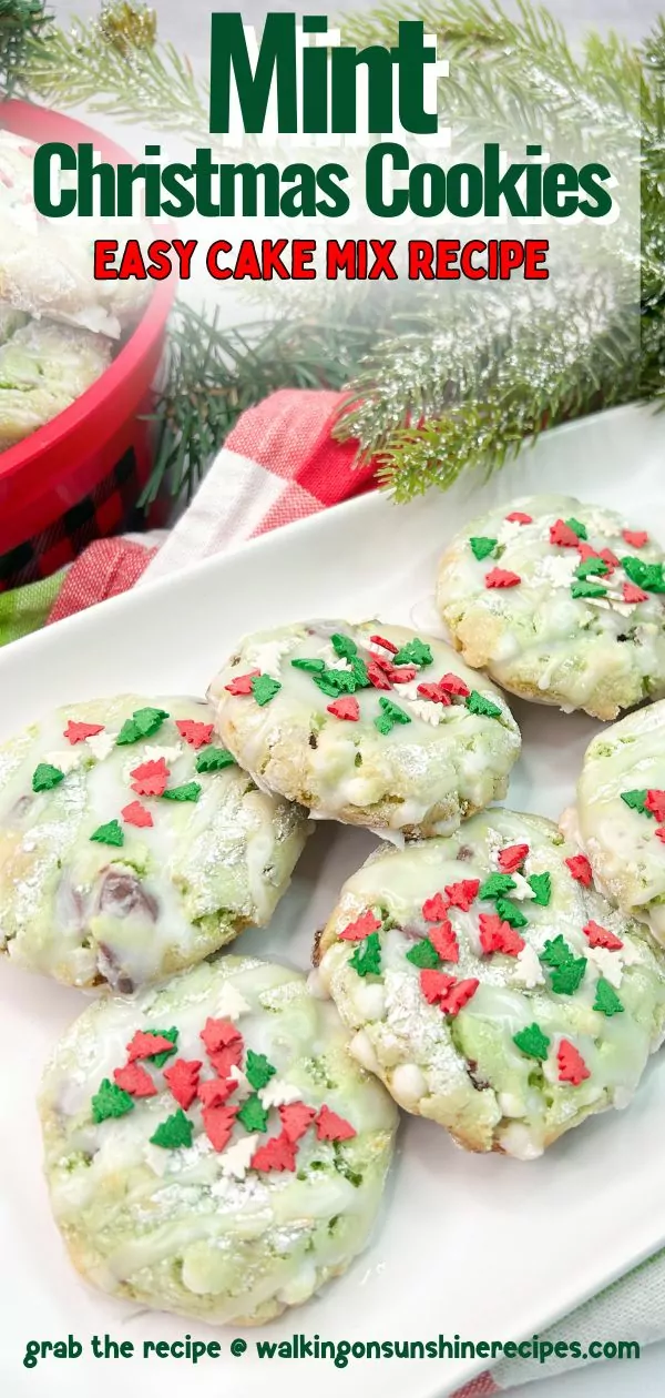 Mint Chocolate Chip Christmas Cookies from a cake mix.