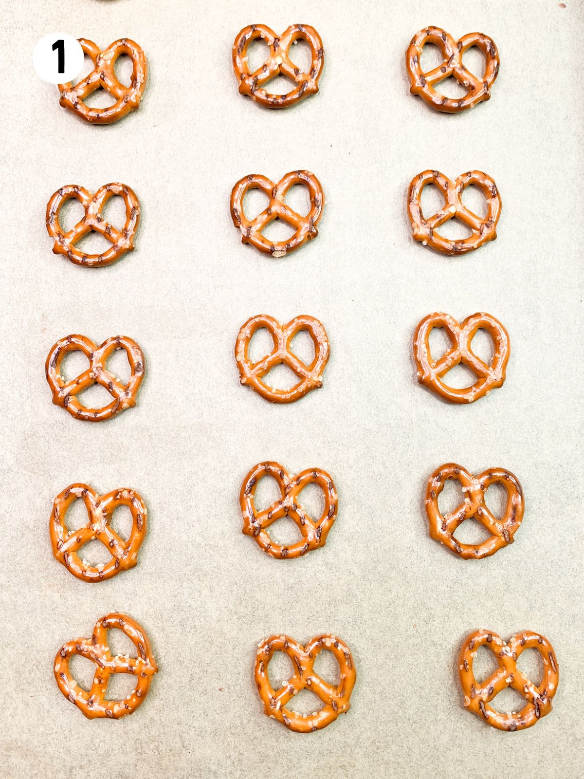pretzel twists on baking tray.