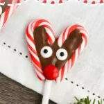 Candy Cane Hearts with Chocolate to look like Reindeer.