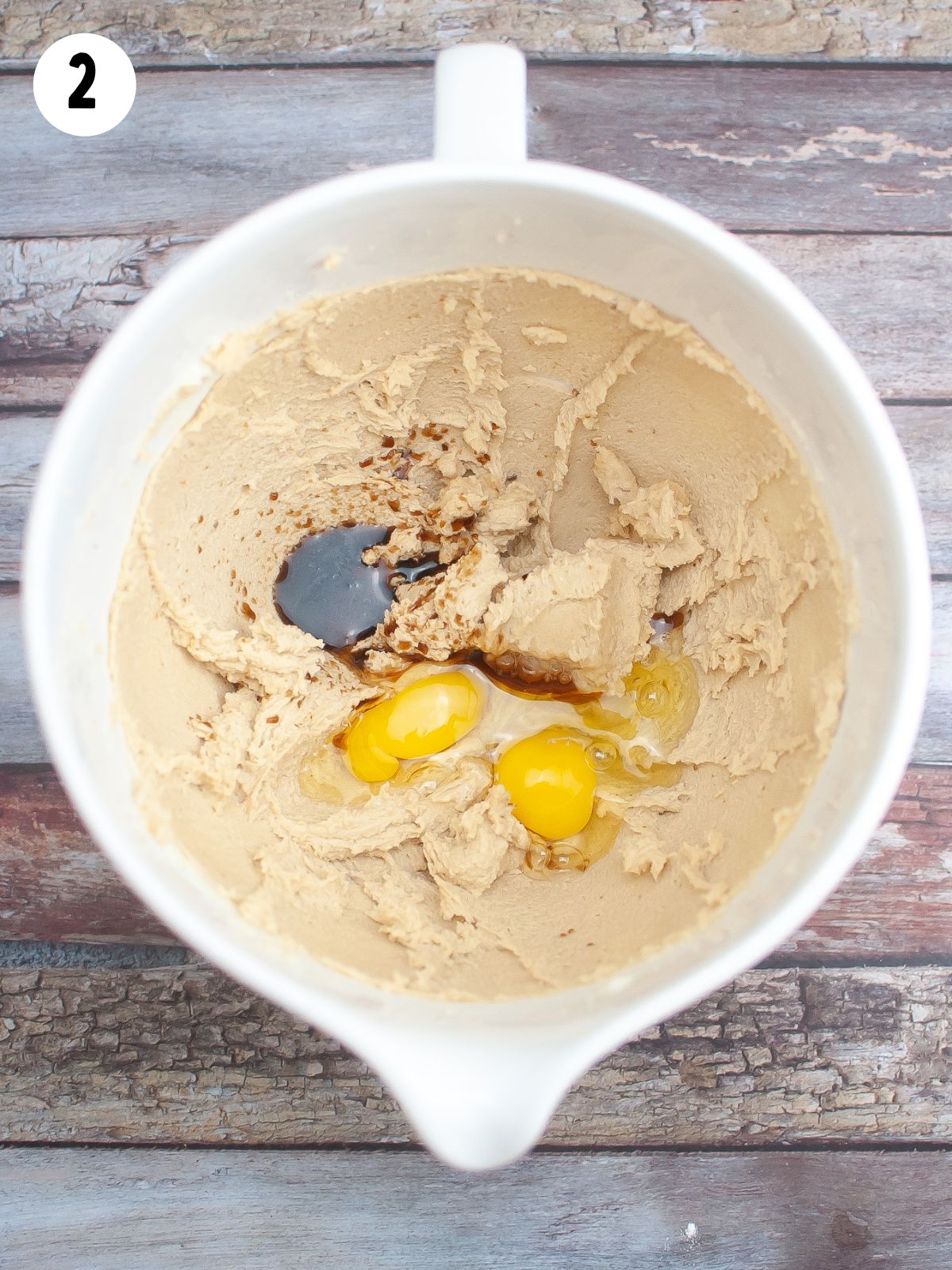 eggs added to butter sugar cookie mixture.