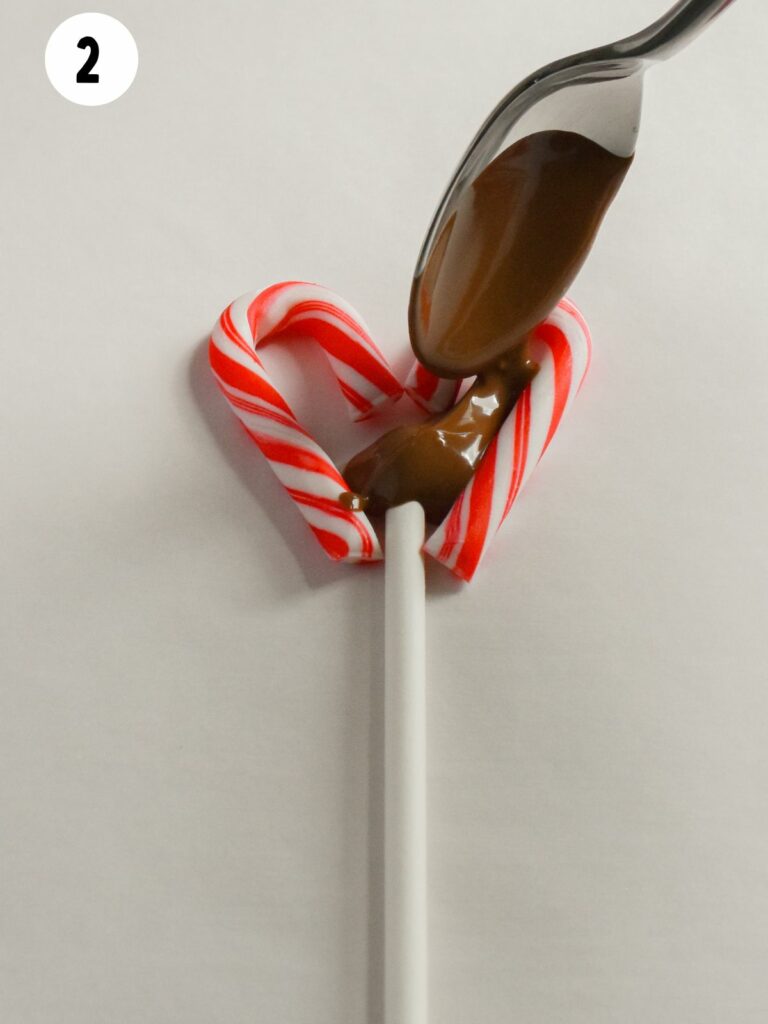 use a spoon to add melted chocolate.