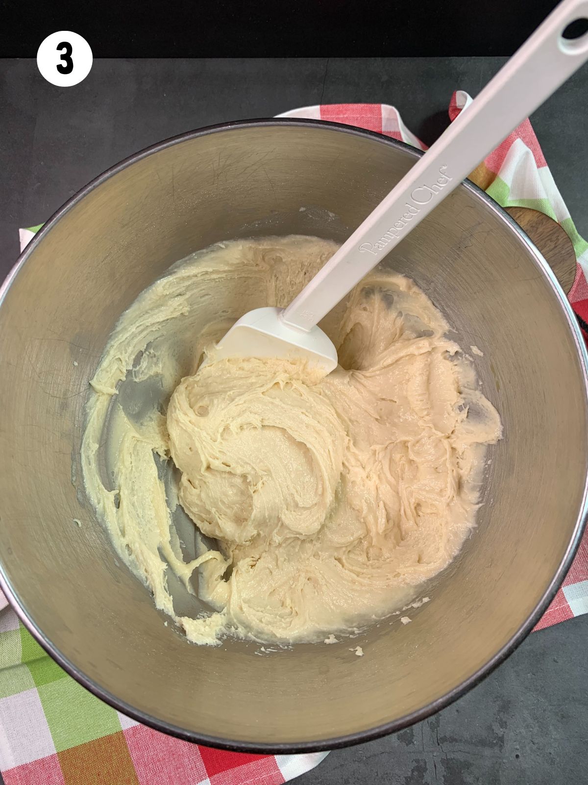 white cake mix in bowl.