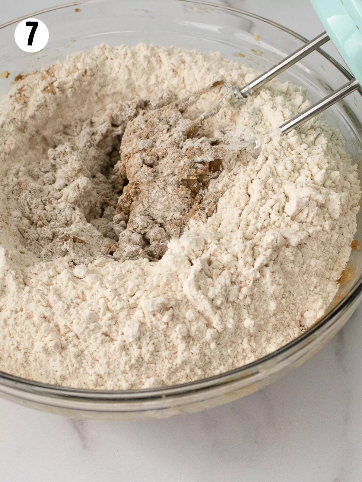 combine dry ingredients in bowl with wet ingredients.