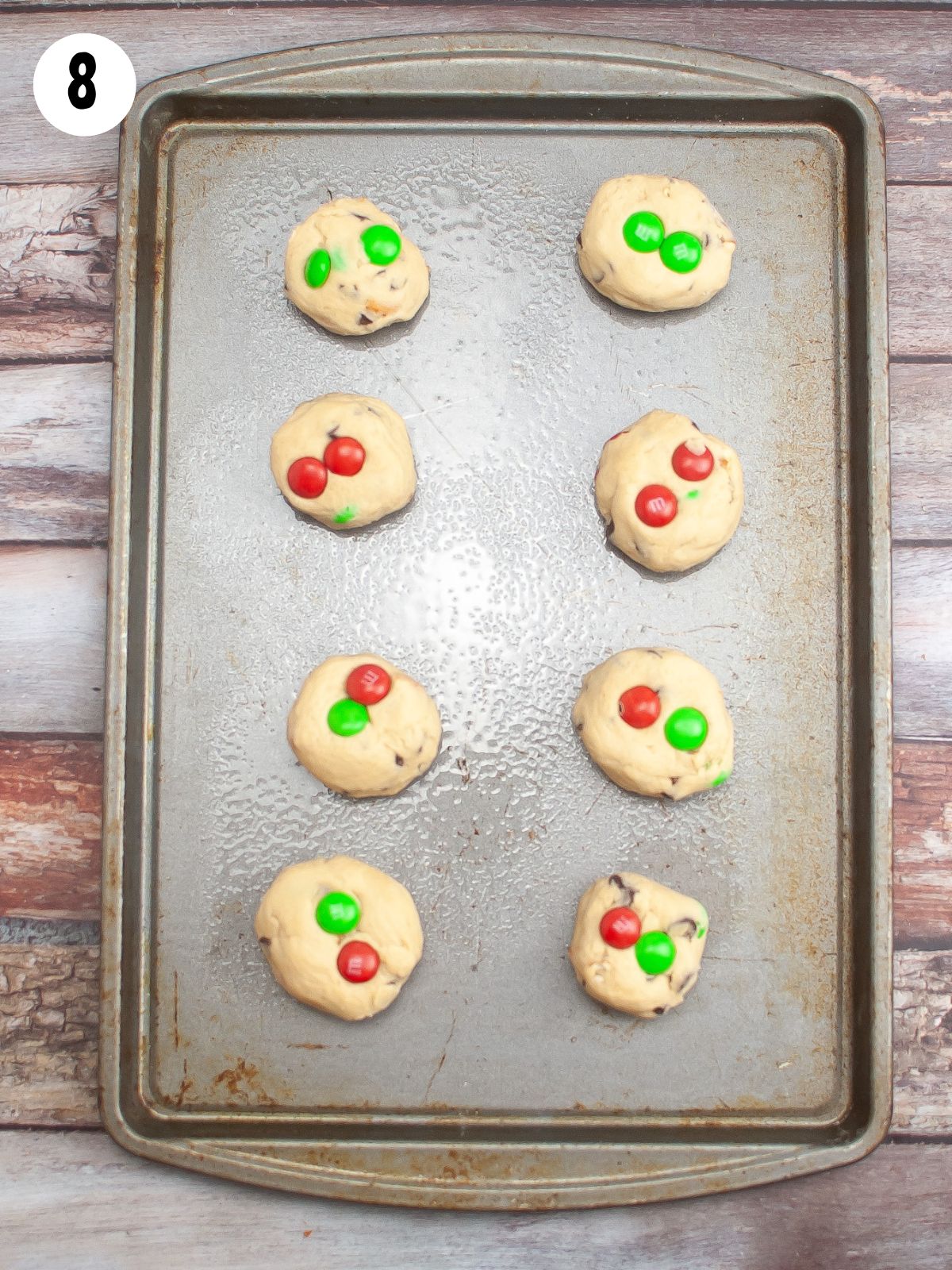 cookie dough balls on baking tray.