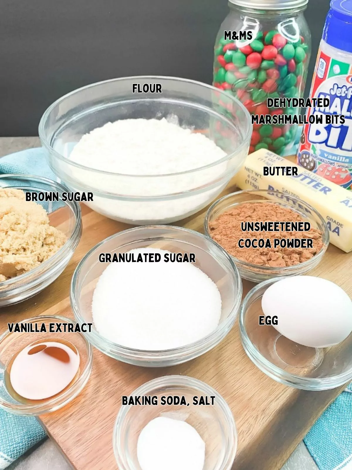 ingredients for Christmas Marshmallow Treats.