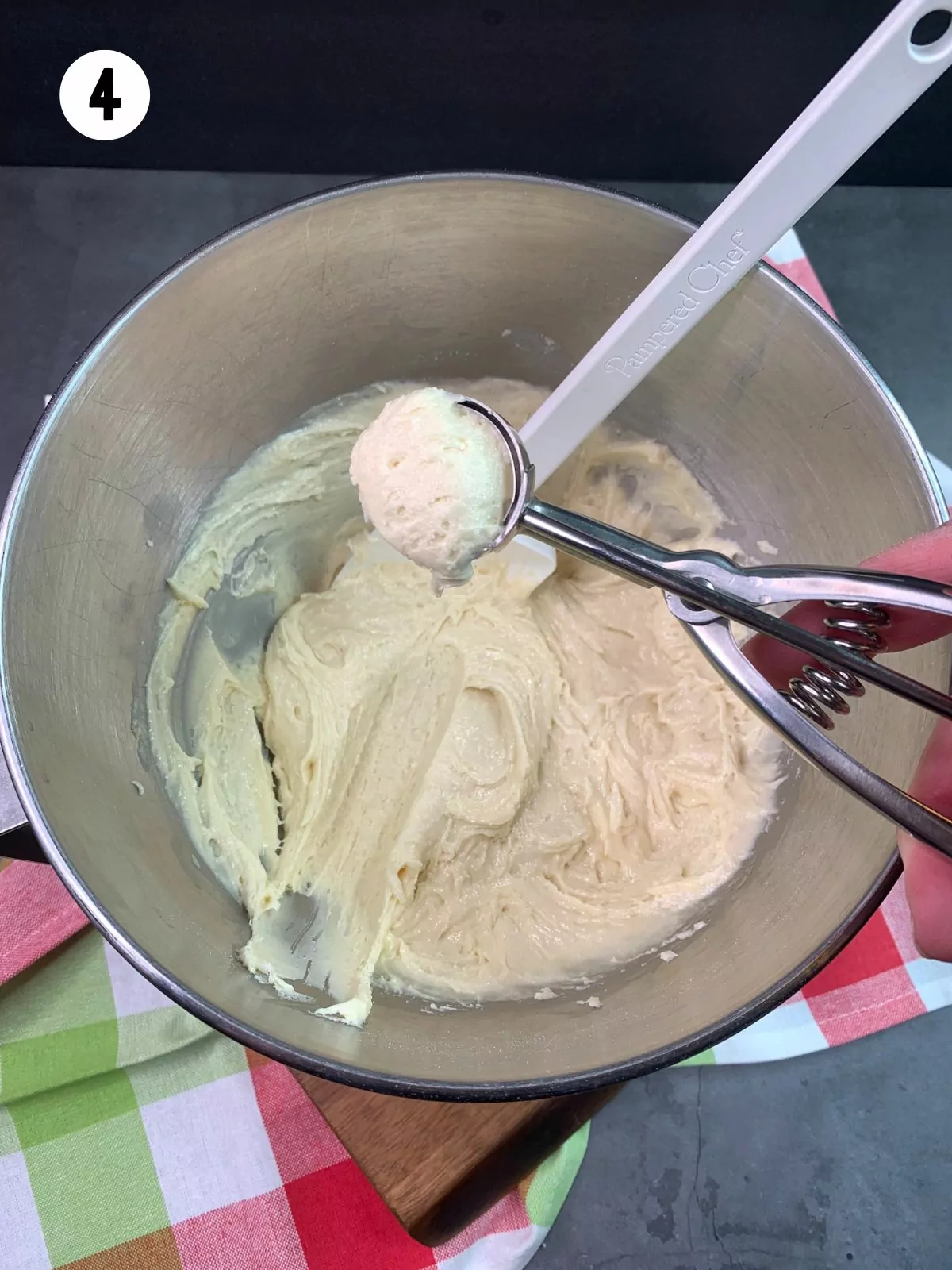 use cookie scoop for cake mix cookies.
