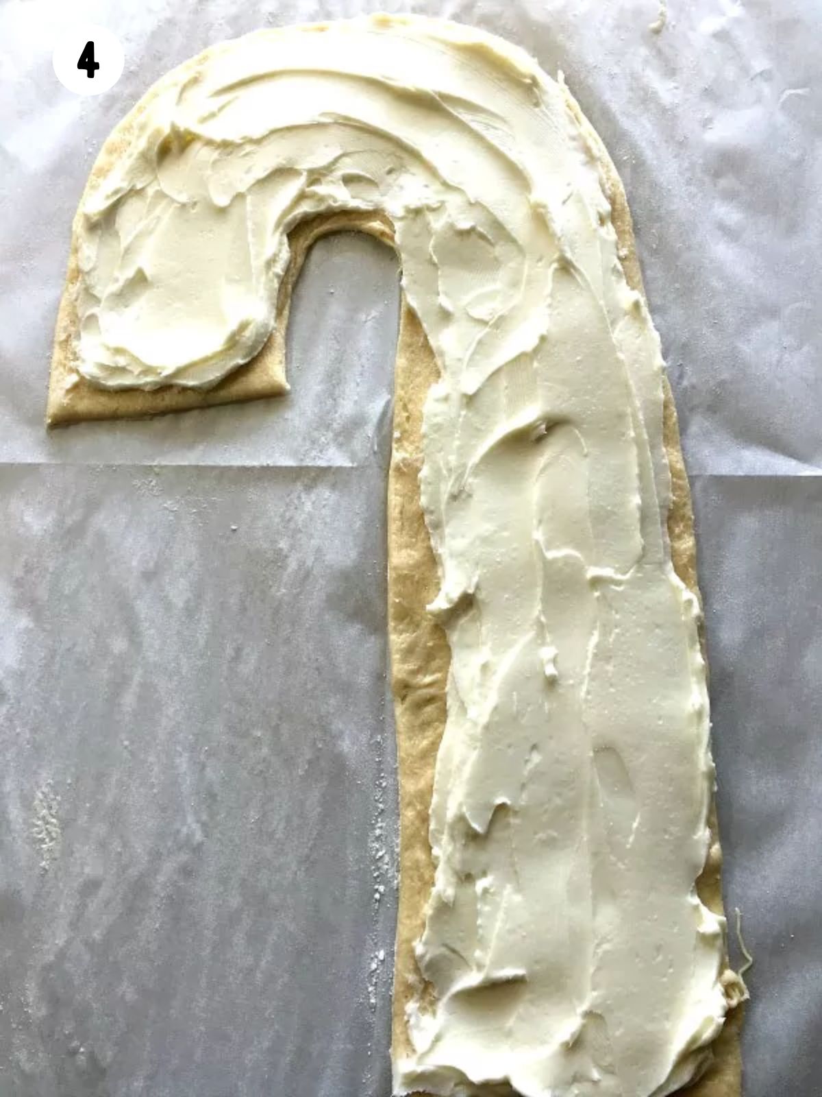 crescent roll cream cheese candy cane.