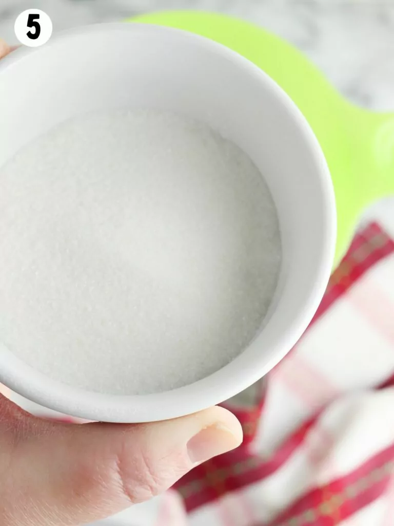 granulated sugar in small bowl.