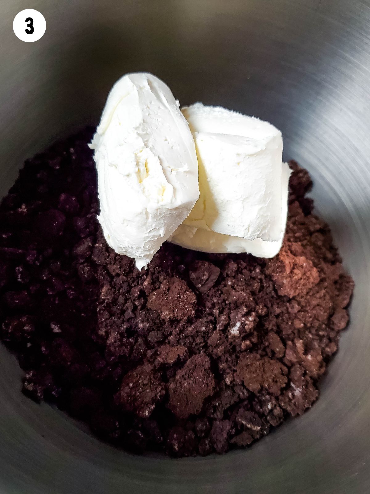 crushed Oreos and cream cheese.