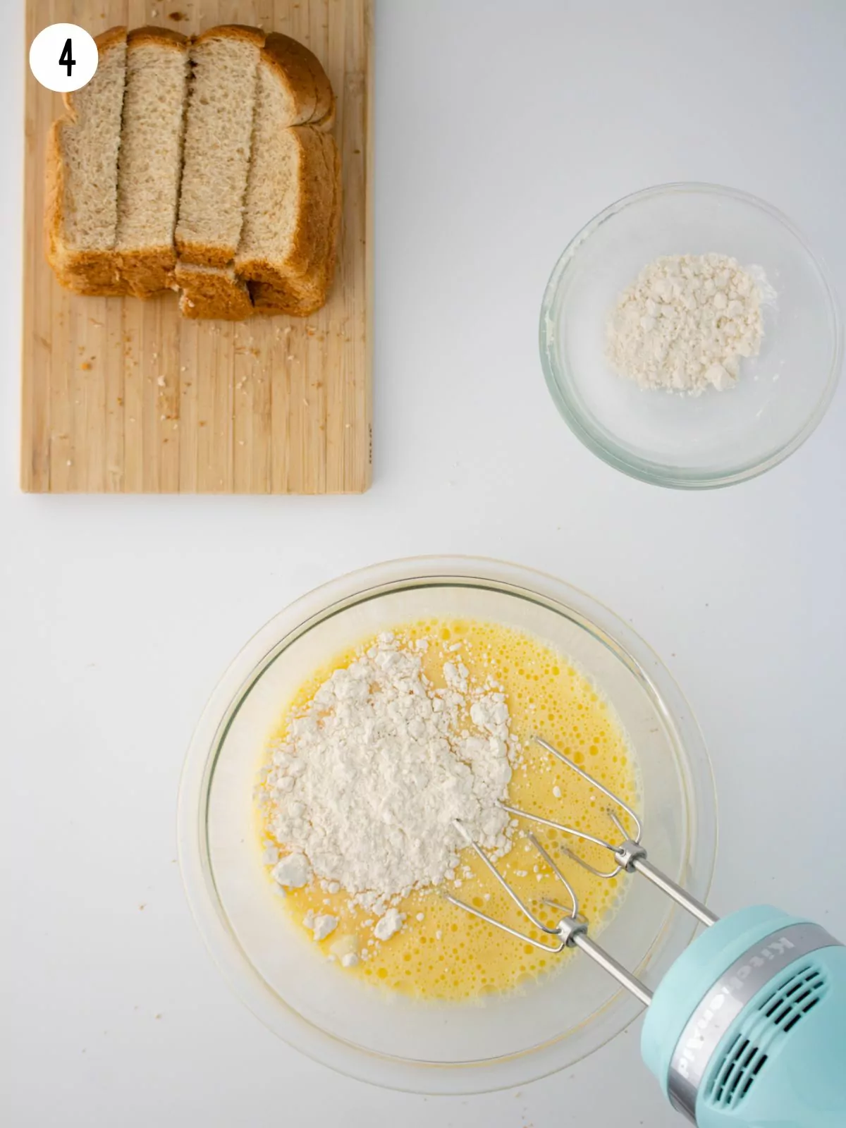add flour to egg mixture with electric mixer.