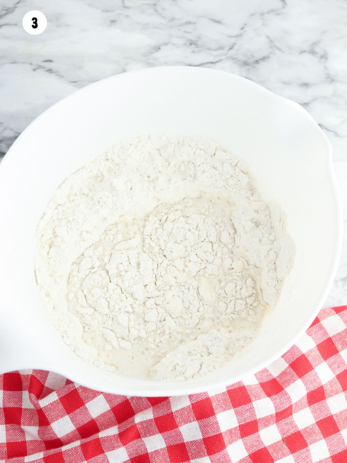 milk with flour mixture.