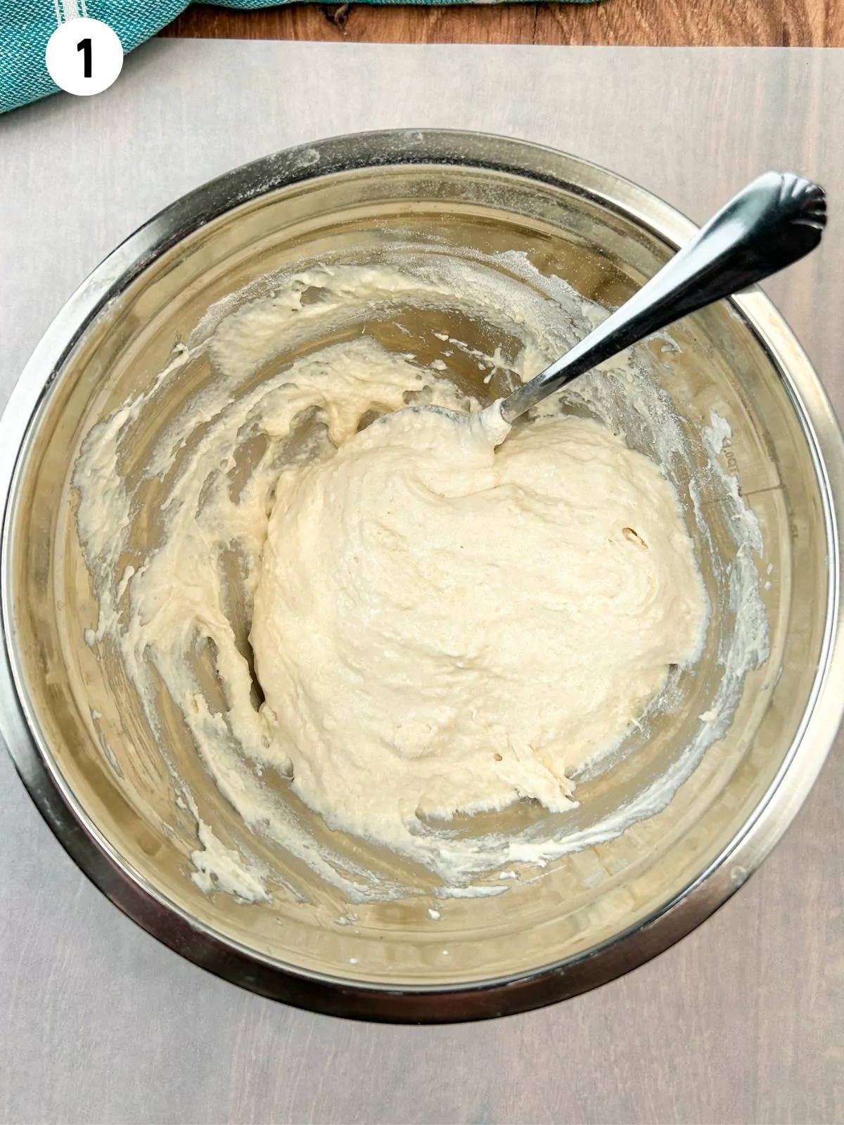 Greek yogurt dough in bowl.