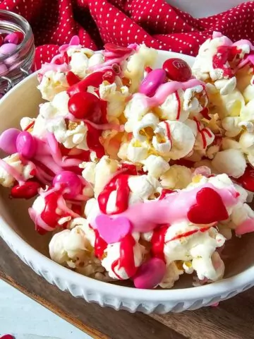 popcorn with candy in bowl.