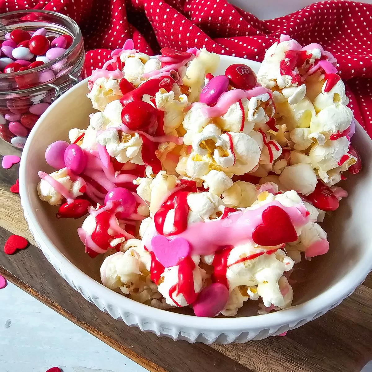 popcorn with candy in bowl.