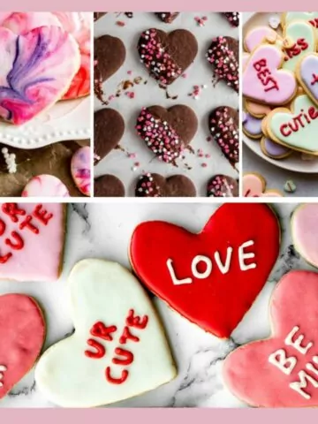A collection of cookies for Valentine's Day.