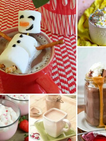 a collection of hot chocolate recipes, showcasing various flavors and toppings.