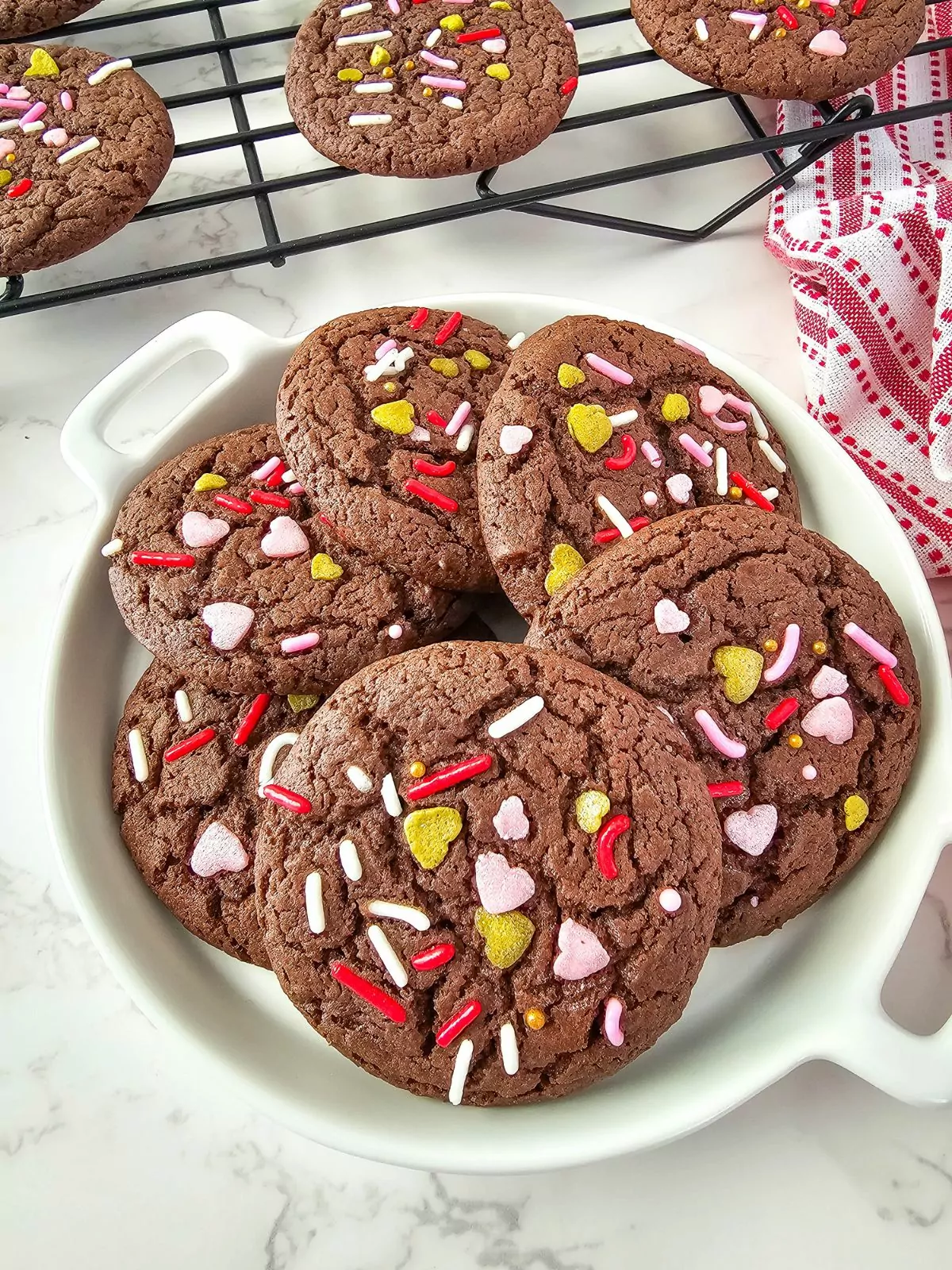 Chocolate cookies closeup.