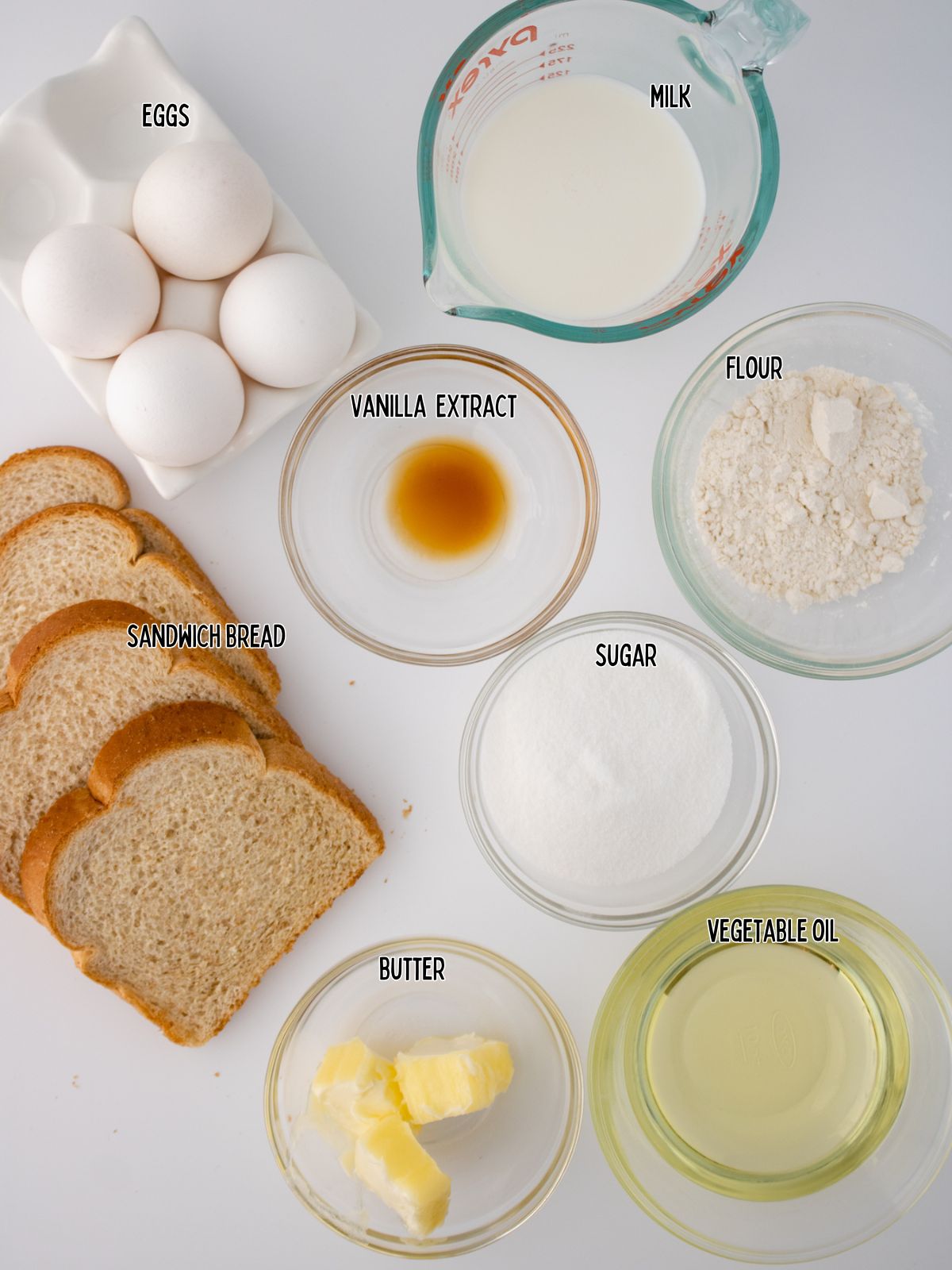 Ingredients for Cinnamon Sugar French Toast Sticks.