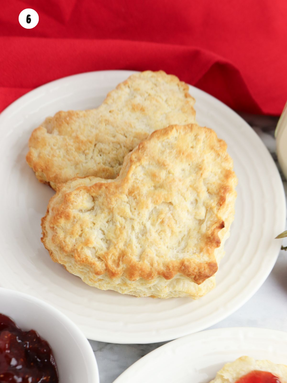 baked biscuits on white plates.
