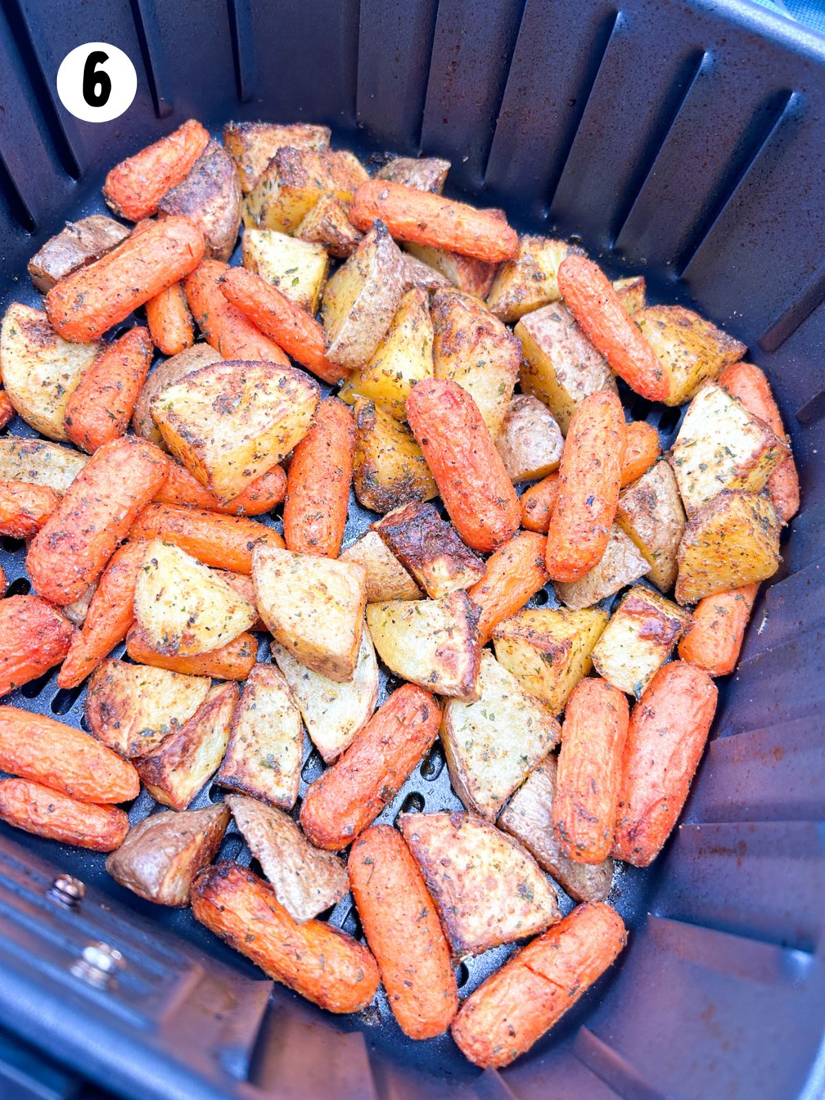 air fryer roasted carrots and potatoes.