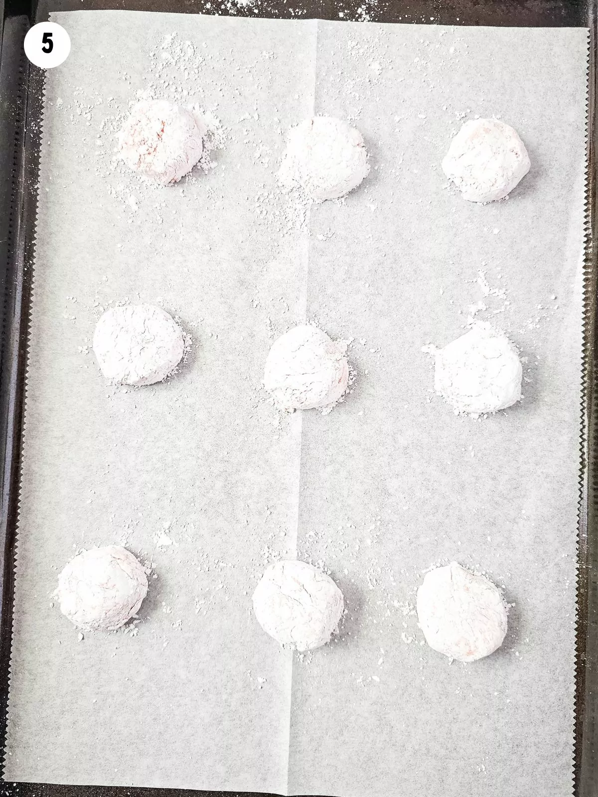 cake mix cookies with powdered sugar.