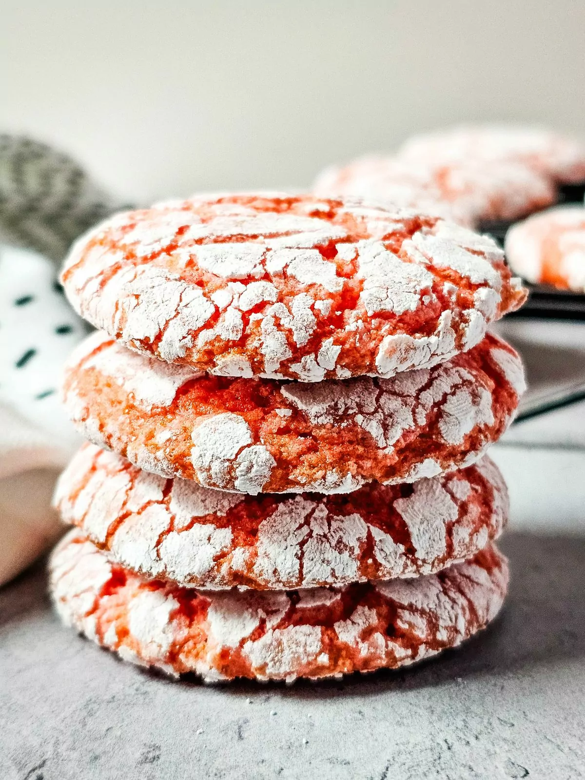 strawberry cake mix crinkle cookies.